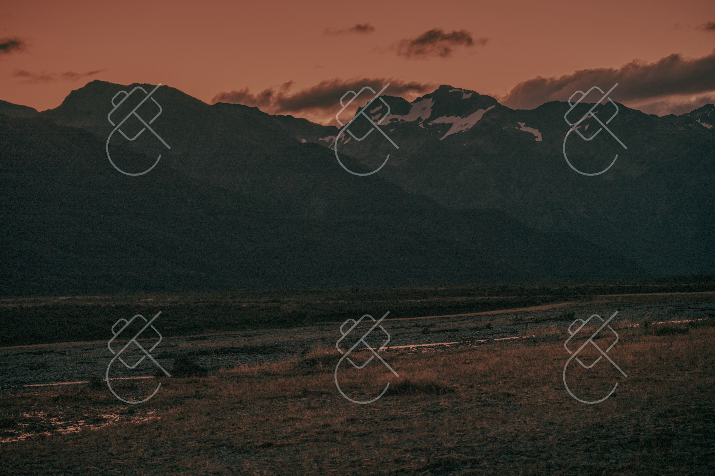 The last light fading over the mountains ringing the pass — Arthur's Pass, fine art travel photography print available from Clever Tourists
